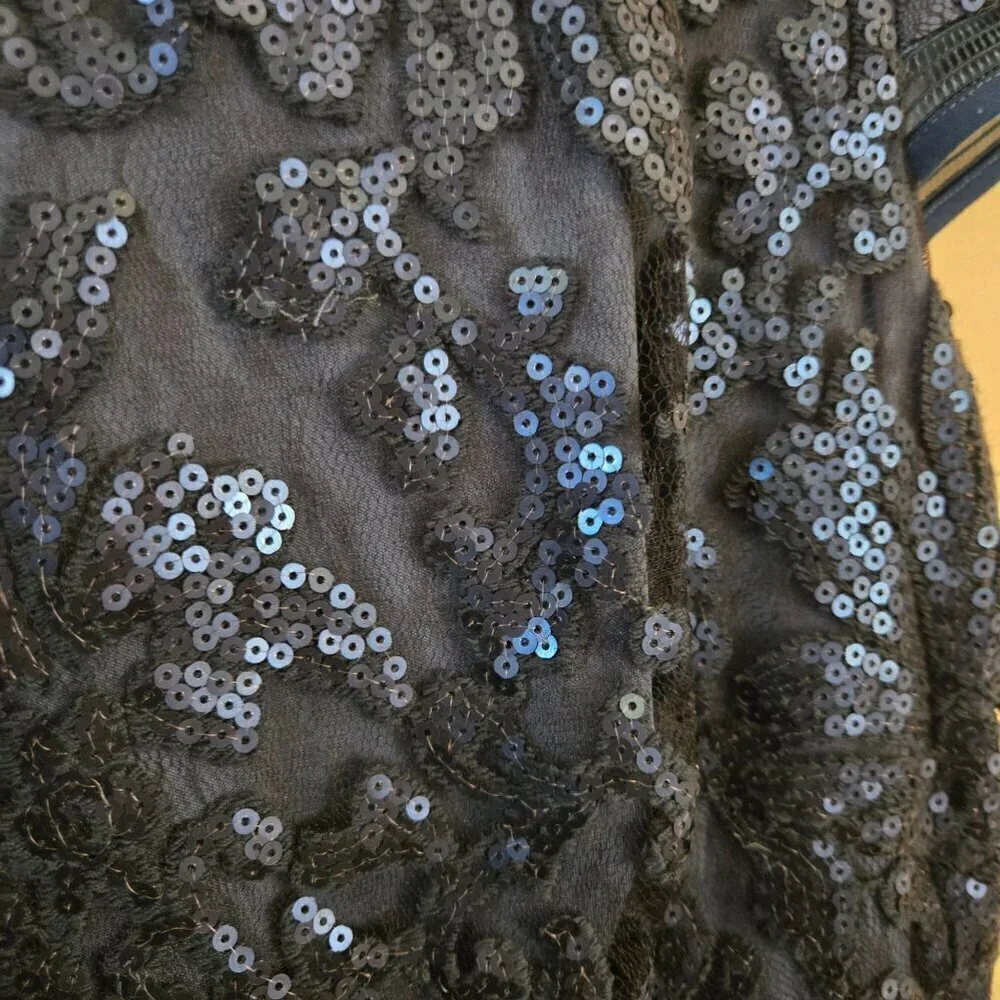 Tadashi Shoji Teal Sequined Fit & Flare Designer Cocktail Dress Size 8
